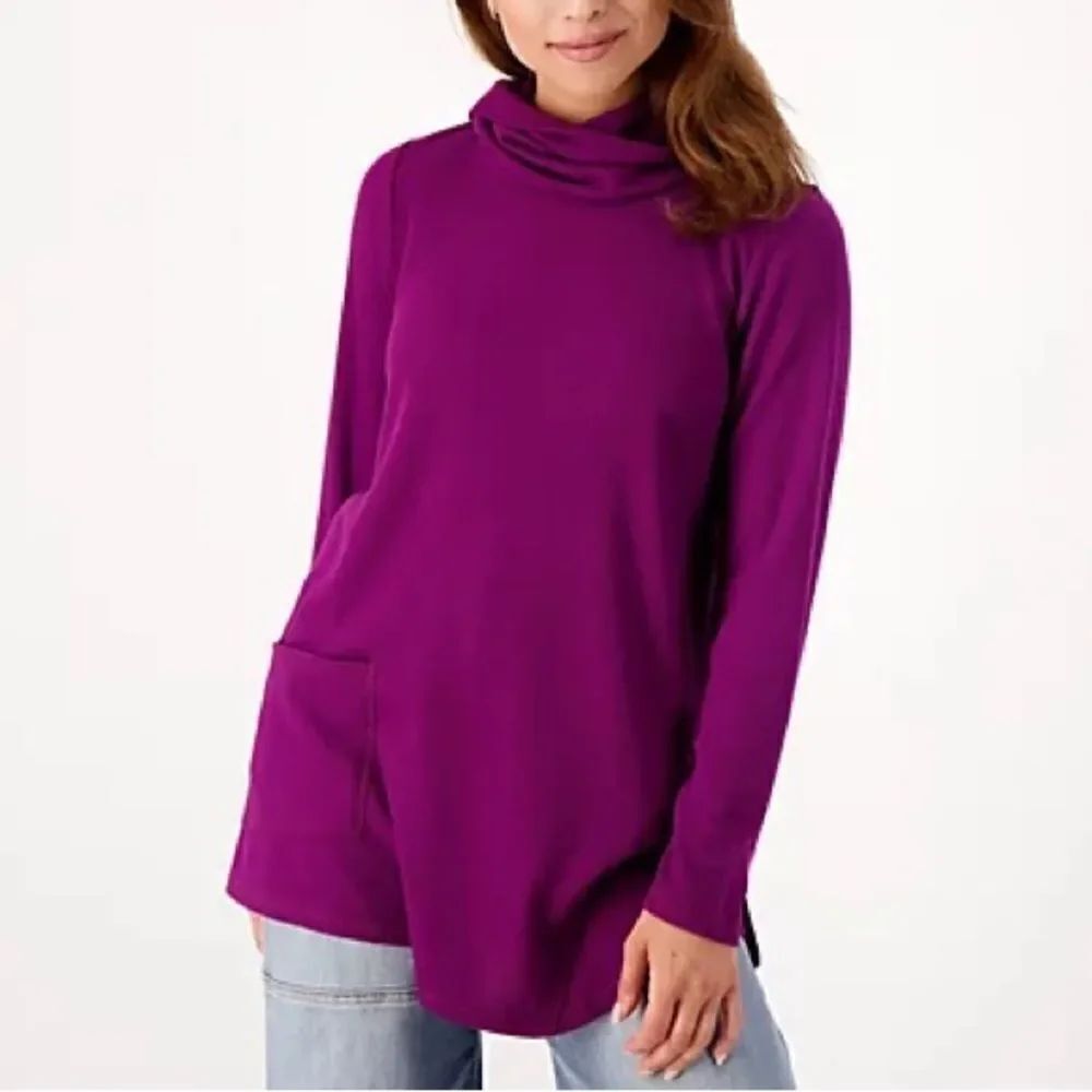 LOGO Lounge by Lori Goldstein Micro Cloud Waffle Cowl Neck Top